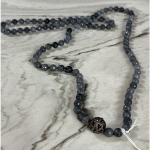 Precious stones long beaded necklace